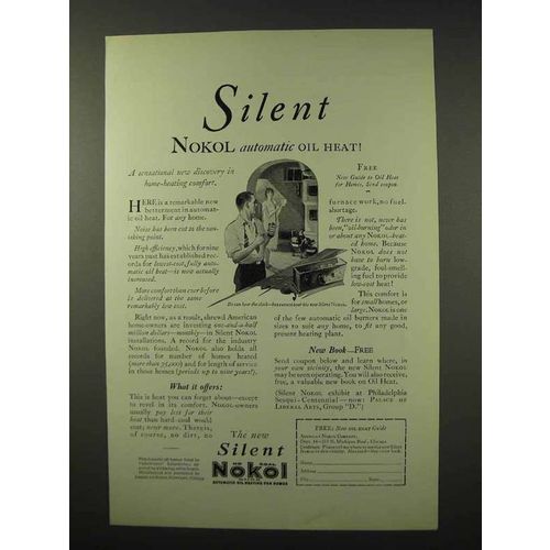 1926 Silent Nokol Heater Ad - Oil Heat