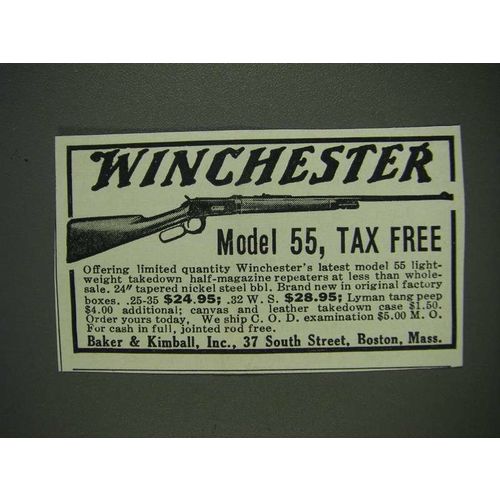 1933 Baker & Kimball Winchester Model 55 Rifle Ad