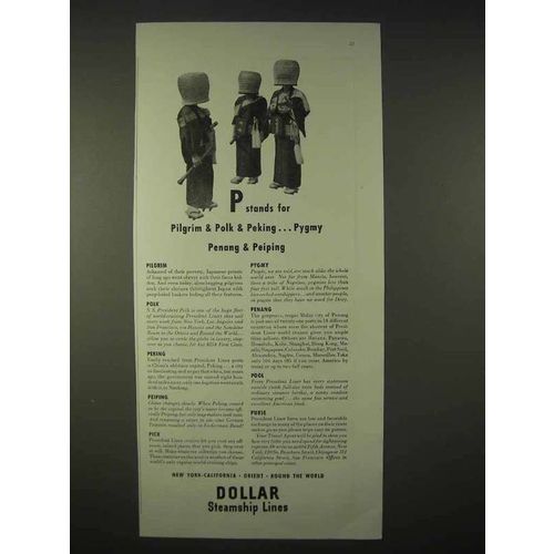 1935 Dollar Steamship Lines Cruise Ad - Peking Penang