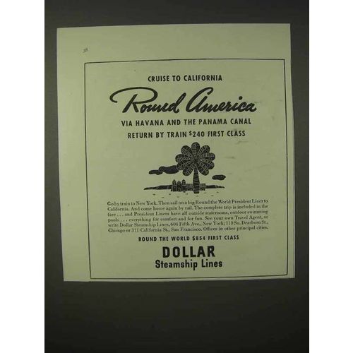 1935 Dollar Steamship Lines Cruise Ad - Round America