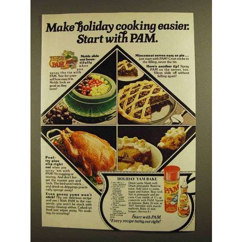 1979 Pam Cooking Spray Ad - Holiday Yam Bake Recipe
