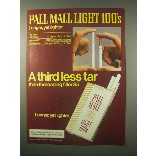 1979 Pall Mall Light 100's Cigarettes Ad