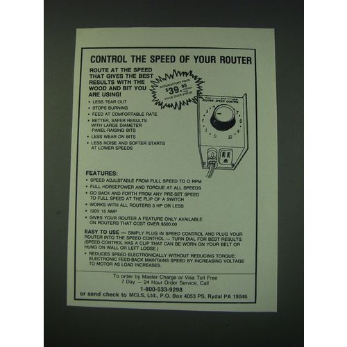 1988 MLCS Router Speed Control Ad - Control the speed of your router
