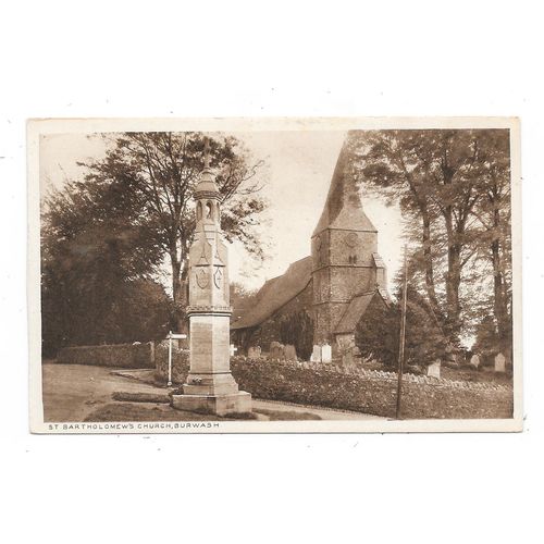 NICE PRINTED POSTCARD OF ST. BARTHOLOMEW'S CHURCH BURWASH SUSSEX (3191)