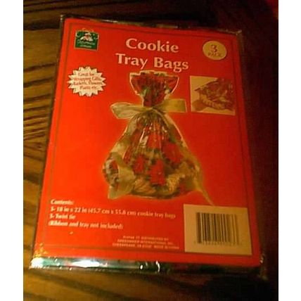 NEW CHRISTMAS HOUSE POINSETTIA GORGEOUS COOKIE TRAY -PLANTS GIFT BAGS & TIES 3PK