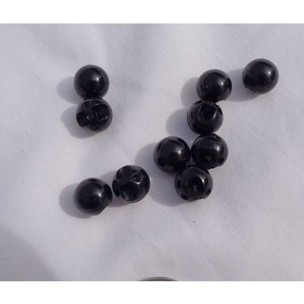 UU10 10 Black Round Pearl Buttons 10mm Resin 3/8 Inch Crafting Sewing