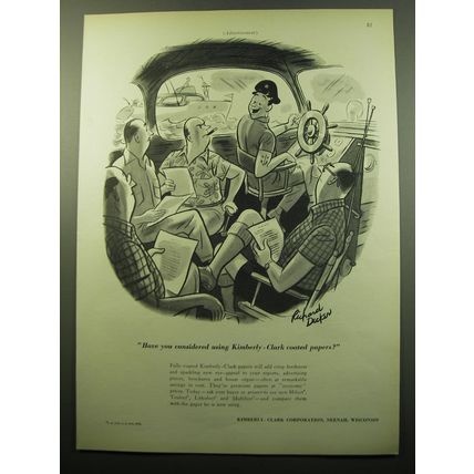 1950 Kimberly-Clark Paper Ad - cartoon by Richard Decker - Ship Captain
