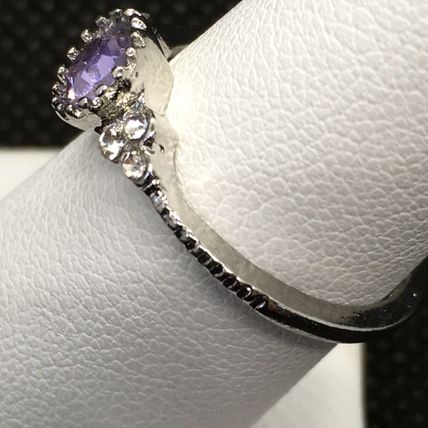 Ring Small Petite Purple White Rhinestone #300 USA Seller