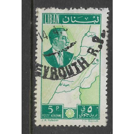 LEBANON 1961 5p GREEN PRESIDENT CHEHAB AND MAP SG 679 FINE USED