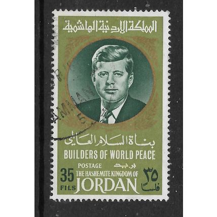 JORDAN 1967 BUILDERS OF WORLD PEACE 35F PRESIDENT KENNEDY SG 777 FINE USED