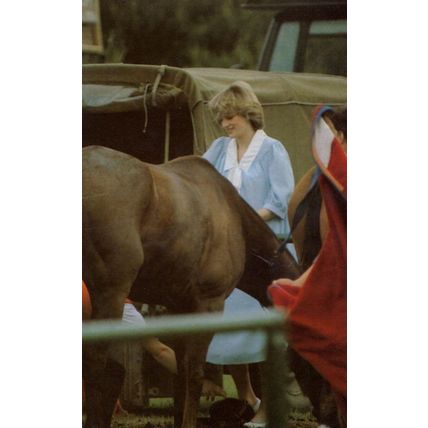 Diana Playing With Bashful Horse 1982 Royal Family Postcard