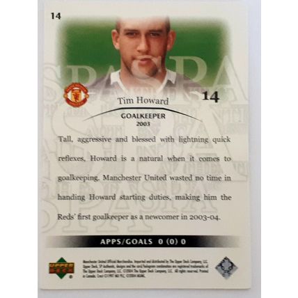 TIM HOWARD 2004 Upper Deck SP Soccer Card MANCHESTER UNITED USA #14 RC