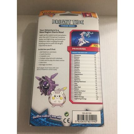 New Pokemon Holo Primarina Bright Tide Theme Deck - 60 Cards + 1 Coin