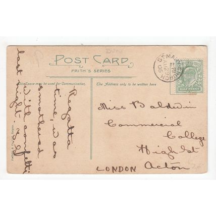 1906 St Mary Church Single Ring Postmark on Postcard