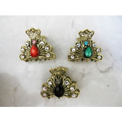 small antique bronze metal jeweled hair claw clips steampunk hair clip with