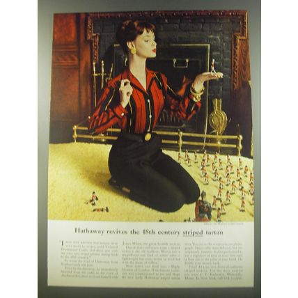 1956 Hathaway Shirts Ad - Hathaway revives the 18th century striped tartan