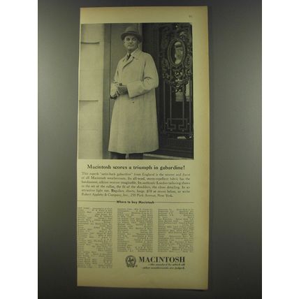 1956 Macintosh Coat Ad - Macintosh scores a triumph in gabardine