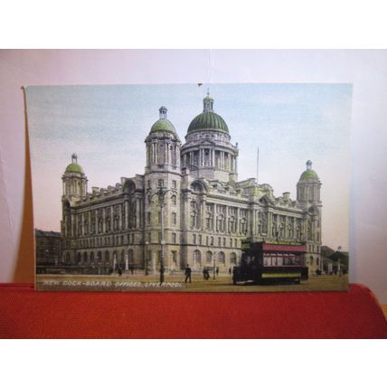 NEW DOCK-BOARD OFFICES, LIVERPOOL unused antique postcard Lewis's series #