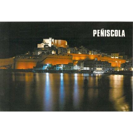 Peniscola Castillo por la noche Spain postcard used VGC