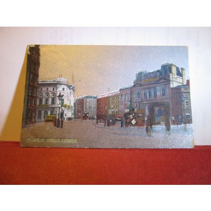PICCADILLY CIRCUS, LONDON . used antique postcard. 1908 pm =
