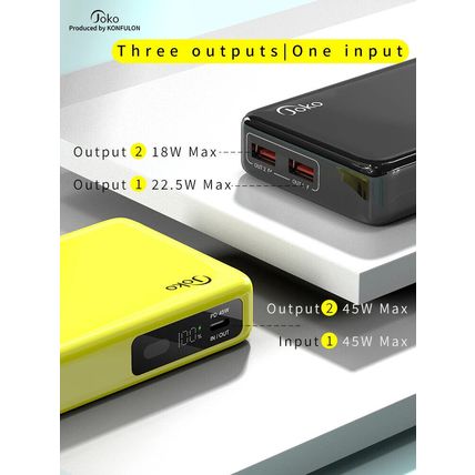 Konfulon PD 45W Power Bank 20000mAh 18W Super Fast Charge for iPhone iPad Pro UK