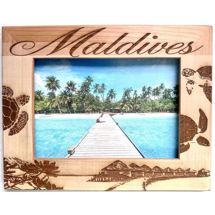 Maldives Laser Engraved Wood Picture Frame Landscape (5 x 7)