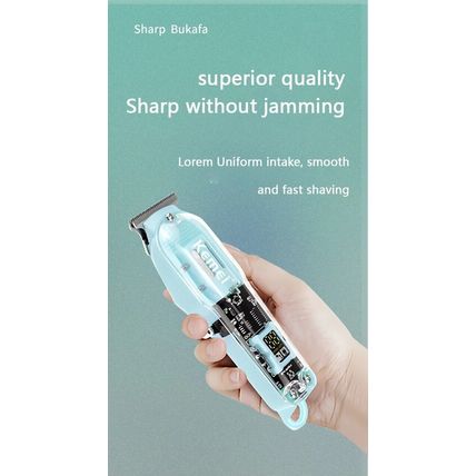 Kemei KM-1133 Mens Professional Hair Clipper Green Transparent Body USB Charging