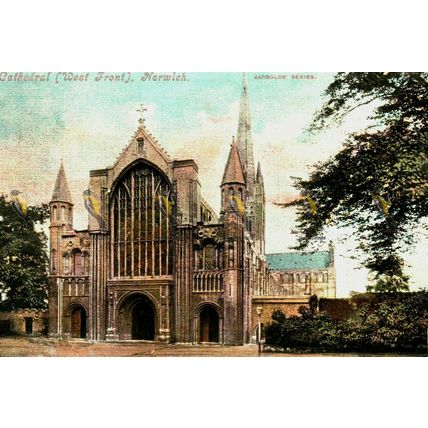 Cathedral (West Front), Norwich, Norfolk, Jarrolds' Series 1536 Postcard, 1900s