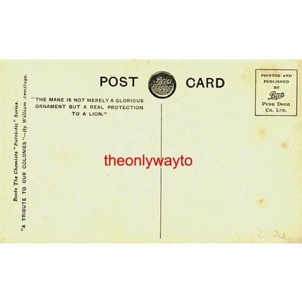 Glory Of A Lion Is His Mane, Boots Patriotic Postcard