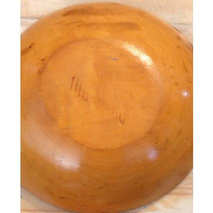 Vintage Munising Wooden Salad Bowl Brown Strawberry Design Lot Of 4 Round Shape