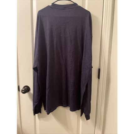 Hanes Beefy Tee Men's Long Sleeve T-Shirt 1/4 Button Blue Size 3XL