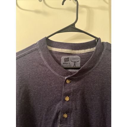 Hanes Beefy Tee Men's Long Sleeve T-Shirt 1/4 Button Blue Size 3XL