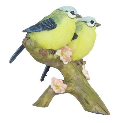 Figurine Bluetit Birds on a Blossom Branch 9 CM Home Decor Ornament Gift Collect