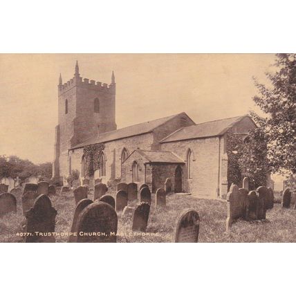 B748 MABLETHORPE - TRUSTHORPE CHURCH PRINTED POSTCARD