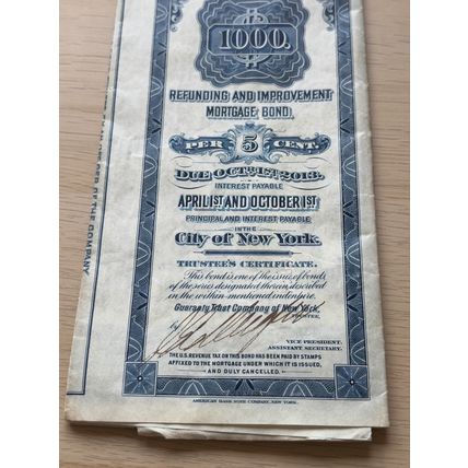 New York Central Railroad Company Mortgage Bond Trustee’s Certificate