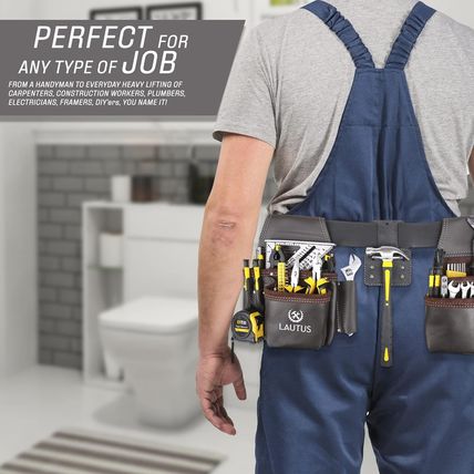 LAUTUS Oil Tanned Leather Tool Belt Rig, Carpenter, Construction, Framers, Handy