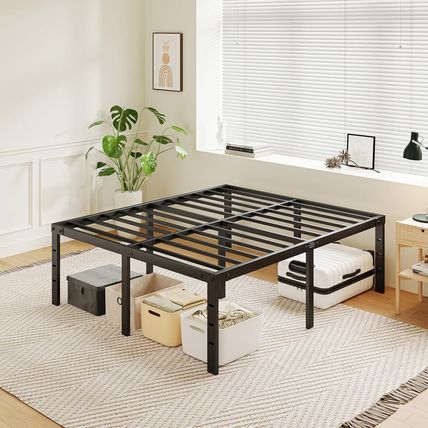 20 Inch Tall Full Size Bed Frame with Large Storage Space, Heavy Duty Metal Plat