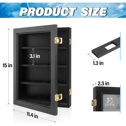 Hockey Display Case - 12 Pucks, Holder Cabinet Stand Shadow Box for Wall Mount,