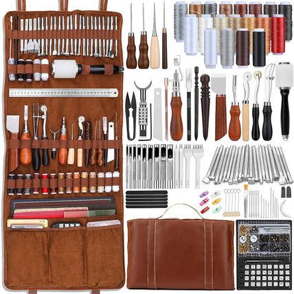 TLKKUE Leather Tooling Kit Leather Craft Tools Leather Working Kit with Custom H