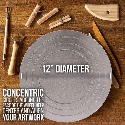 US Art Supply Large 12" Diameter Sculpting Wheel- Heavy Duty All Metal Construct