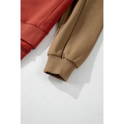 Gold Flame Two Tone Patchwork Drop Shoulder Pullover Sweatshirt