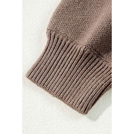 Parchment Contrast Flower Half Zipper Stand Neck Sweater