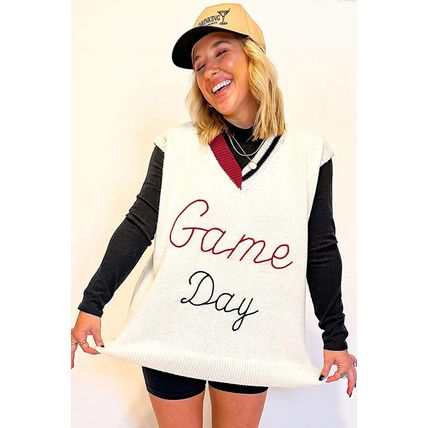 White Vintage Game Day Sweater Vest