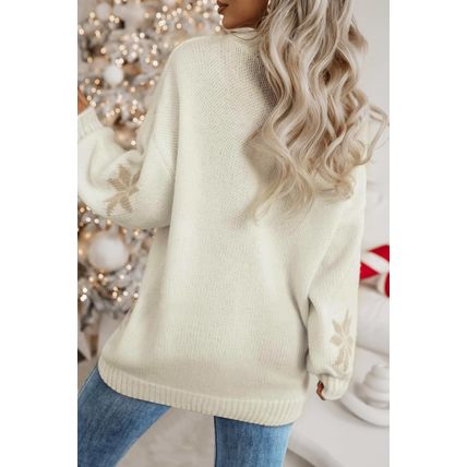 White Snowflake Christmas Tunic Sweater