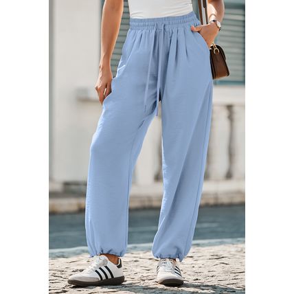 Myosotis Drawstring Elastic Waistband Pleated Loose Pants