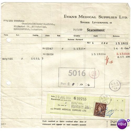 1955 EVANS MEDICAL SUPPLIES LTD SPEKE LIVERPOOL G22755