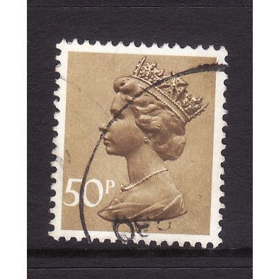 GREAT BRITAIN 1977 SG X921 50p OCHRE BROWN 2 BANDS FINE USED