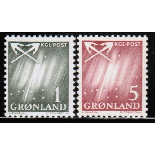 1963 Greenland Sc# 48-49 Mint NH - Northern Lights 1 & 5 ore