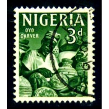 NIGERIA 1961 SG 93 3d DEEP GREEN OYO CARVER FINE USED #4