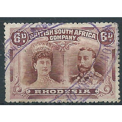 Rhodesia 1910 SG145 6d Brown & Purple Good/Fine Used....